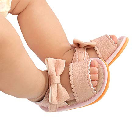 Siyova Scarpe Neonata Sandali Princess Bowknot Carino Neonata Scarpe Primi Passi con Suola Morbida PU Antiscivolo Principessa Bambina Scarpine da Casual Passeggio Bimba (Rosa, 0-6mesi)