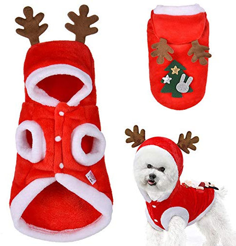 Hundekostüme Weihnachten Elchkostüm für Hunde und Katzen Pet Hoodies warme Hundemantel für Winter Frühling Weihnachten Hundebekleidung Rot, M