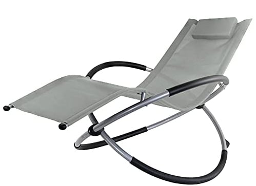Kingpower Garten Liegestuhl Schaukelliege Campingliege Strandliege Sonnenliege Gartenstuhl Klappstuhl Liege Klappbar Faltbar Relaxliege Stahl Farbauswahl, Farbe:Grau
