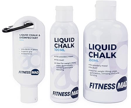 Fitness Mad Fl�ssigkreide, extra starke und schwei�freie Hand, Kreide zum Klettern, Gewichtheben und Crossfit, hergestellt in Gro�britannien, 2 Gr��en