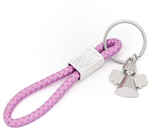 Glitzkind Schutzengel Schlüsselanhänger mit Gravur | Auto Glücksbringer Autoschlüssel Anhänger Engel Geschenk für Schulanfang Einschulung Geburtstag Fahranfänger zum Führerschein bestanden