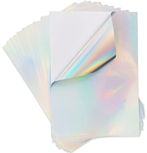 10 Blatt Premium Vinyl Aufkleberfolie Holografischer Selbstklebend für Tintenstrahldrucker Drucker Schnell Trocknen A4 210 x 297 mm Selbstklebend Aufkleber