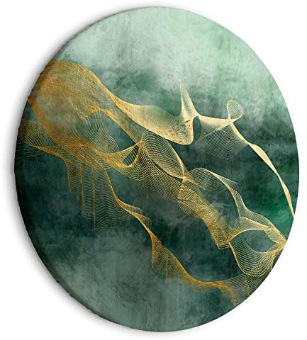 murando - runde Bilder Abstrakt 80x80 cm Leinwandbild 1 tlg Kunstdruck modern Wandbilder XXL Wanddekoration Design Wand Bild gold bunt Netz Abstrakt a-A-10290-bc-a