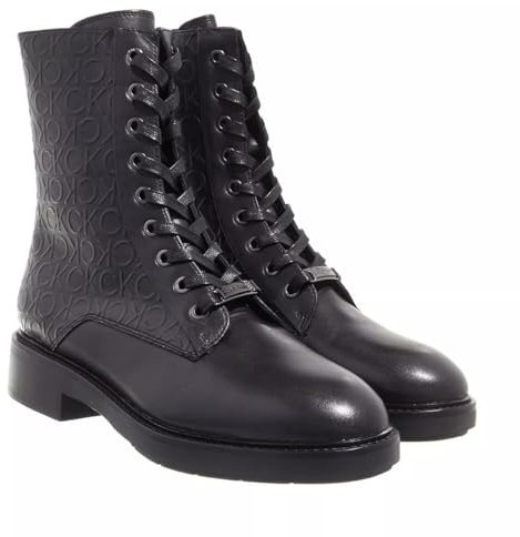 Calvin Klein Stivali in Pelle da Combattimento con Suola in Gomma Nera