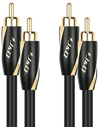 J&D Audiophiles Cable de RCA 4.5 M, 24 AWG 2RCA Macho to 2RCA Macho Cable de Audio Estéreo, Cable de Subwoofer Chapado en Oro de para Cine en Casa, HDTV, Amplificadores, Sistemas Hi-Fi, Altavoces