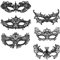 Disnace 6 Stück Damen Spitze Halloween Augenmaske Venezianische Maske Sexy Lace Maske für Damen Schwarz Augenmaske Maskerade Maske für Karneval Party Kostüm Ball Cosplay (Stil 2)