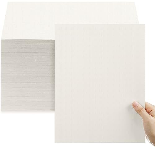 Geosar 200 Blatt Leinen-Kartonpapier, 21,6 x 27,9 cm, schwer, 41,7 kg, 250 g/m², DIY, Kunst, Urlaub, Drucker-Indexkarten, Einband, Postkarten, blanko, Notizen, Gruß, cremefarben