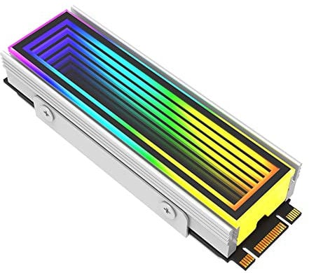 M.2 2280 ARGB Hard Drive Heatsink Cooling M2.2280 SSD Cooler 5V 3Pin Addressable RGB Sync Multi Mainboard Efficient Heat Dissipation SSD Radiator with Thermal Pad(White)