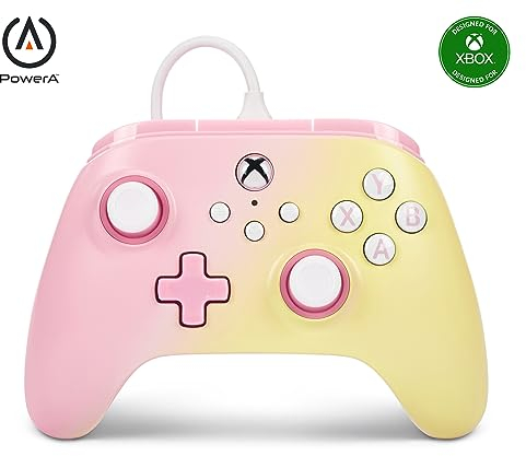 PowerA Advantage Wired Controller for Xbox Series X|S - Pink Lemonade, gamepad, wired video game controller, gaming controller, USB-C, Works with Xbox One, Officially Licensed