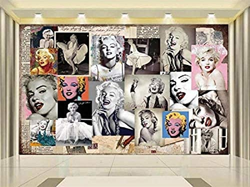 Größe 3D Wandbild Wohnzimmer Wandbild Marilyn Monroe Nostalgische Malerei TV Sofa Hintergrundbild Wand 3D 3D Tapete Vlies Effekt Tv Die Fototapete Wandbild Wohnzimmer Schlafzimmer-150cm×105cm