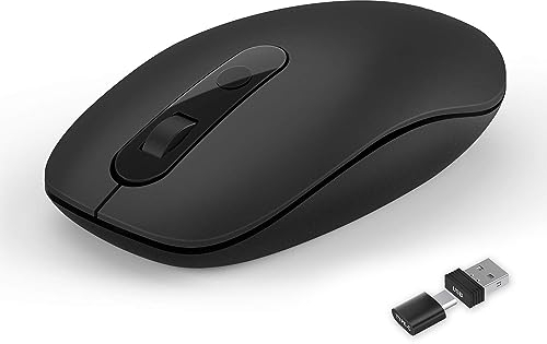 seenda USB C Maus Kabellos, 2,4Ghz Kabellose Maus 2 in 1 mit USB und Type-C Empfänger, Leise Type C Funkmaus DPI 2400 für MacBook, Tablet, Computer, Laptop und Windows, Schwarz
