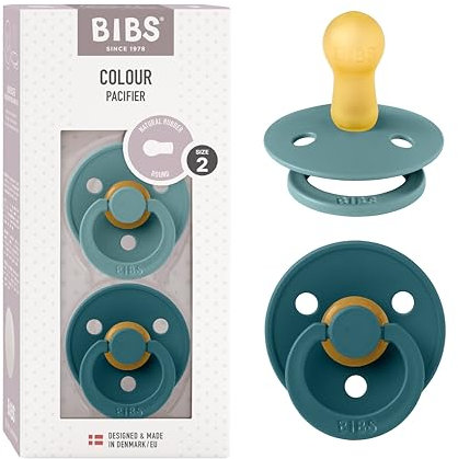 BIBS Colour Schnuller 2er-Pack, BPA-frei, Kirschform Nippel. Naturkautschuk/Latex, Hergestellt in Dänemark, Größe 2 (6-18 Monate), Island Sea/Forest Lake