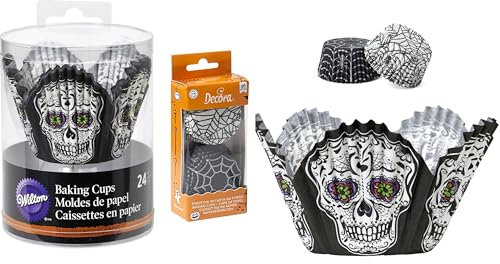 Set Pirottini HALLOWEEN 2 confezioni di pirottini in carta per Muffin o Tortine 2 temi e misure assortite Ø50/Ø5