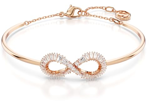 Swarovski Hyperbola Armreif, Rosé Vergoldeter Damenarmreif mit Unendlichkeitssymbol und Strahlenden Klaren Swarovski Kristallen