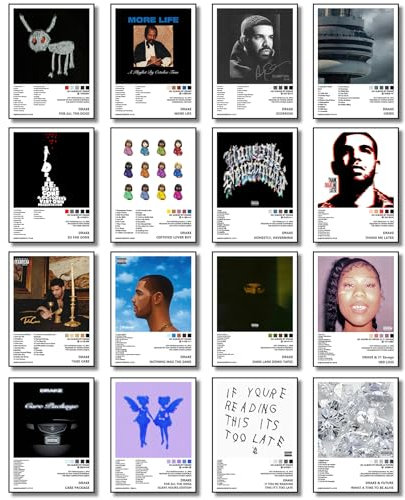 Drake Poster (12 Stück, 20,3 x 27,9 cm), Albumcover, Musikposter für Zimmer, ästhetisch, Wandkunst für Raumdekoration, Poster für Fans, ungerahmt