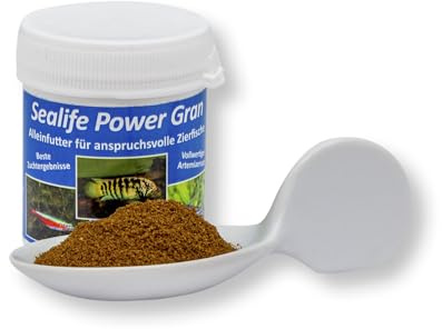 Sealife Power Gran Fischfutter 40 g, Aufzuchtfutter, Jungfischfutter | Alleinfutter, absinkendes Futtergranulat für Zierfische; Jungtieraufzucht, Für vitale Tiere, abwechslungsreiche Ernährung