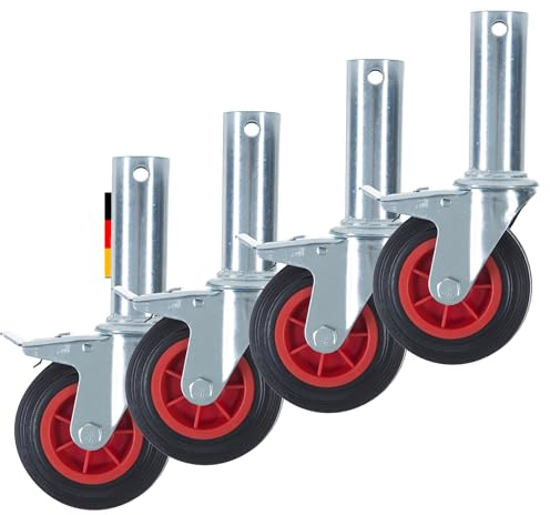 150 mm Gerüstrollen Set (4 Stück) mit Steckzapfen, passend zu verschiedenen Herstellern, AC Steigtechnik (150 mm Rollen)