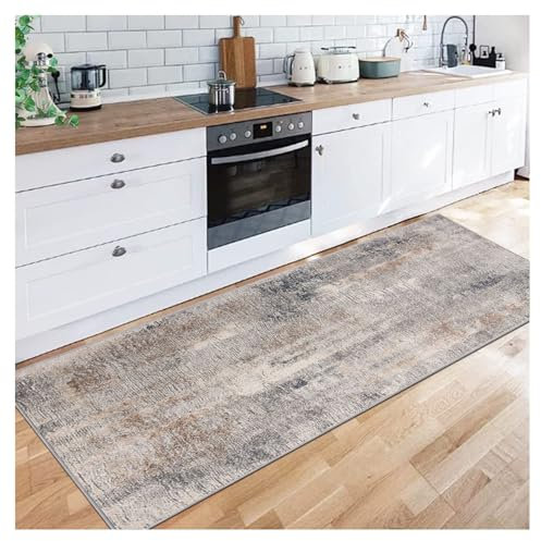 Siunwdiy Alfombra de Pasillo,Alfombra de Cocina Antideslizante 120X360CM Resumen marrón,Alfombra de Pasillo Larga,Lavable con Respaldo de Goma,para Pasillo,Cocina,Entrada,habitación,Dormitorios