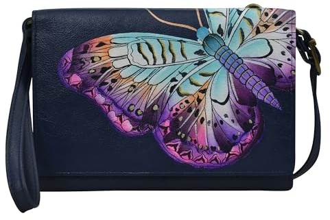 Anna by Anuschka Damen 4-in-1-Organizer-Umhängetasche, Magical Wings Grey