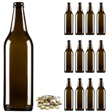 Firmadigaranzia 40 Pz Bottiglia Birra VETRO vuota 660 ml LONGNECK in vetro di colore abra Completa di Tappo Corona 26 mm - KIT per fare la birra ARTIGIANALE - Bottiglie birra vuote comprese di tappi