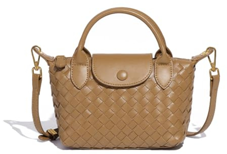 NFengHe Kleine Crossbody-Tasche für Damen, geflochten, trendige Ledertasche in Knöedelform, leichte Mini-Handtasche, A-Khaki, Small