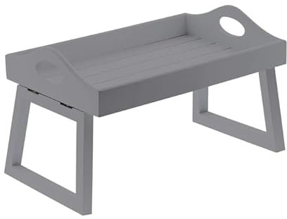 W20 x L30 x H18.5cm Wooden Sofa Tray with Folding Legs Keep All of Your Items in One Place Sofa Arm Tray Table Foldable Rectangular Couch Armrest Tray (Grey)