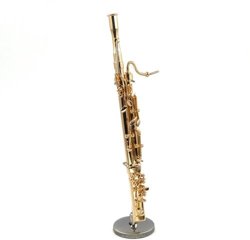 TSTS Ornamente Für Musikinstrumente 1Pcs Miniatur Kupfer Fagott Modell Mit Unterstützung Mini Musical Instrument Zubehör(Golden 15cm)