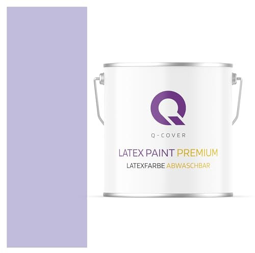 Q-COVER Latexfarbe Abwaschbar 5L (ca.35m2) Hellviolett Farbton Innenfarbe Wandfarbe Deckenfarbe Klasse 2 Mattfarbe Für Allergiker Scheuerfest Geruchlos Frei Von Voc