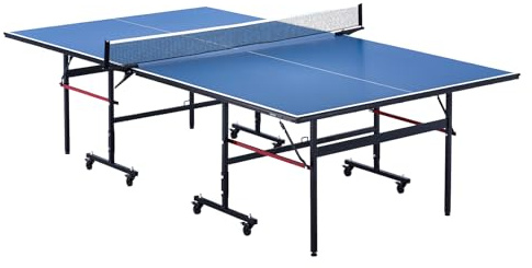 VEVOR Bordtennisbord, för professionellt bordtennisspel, bärbara hopfällbara bordtennisbord i MDF, med snabbspännnät och låsbara hjul, 12 mm