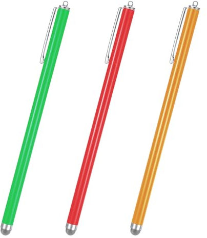 JIEYAO Lot de 3 stylets universels en fibre pour écrans tactiles haute sensibilité compatibles avec téléphones et tablettes (doré, rouge, vert)