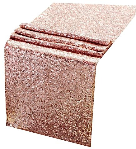 Amosfun Nappe à Paillettes Nappe De Table Chemin De Table Rose Gold