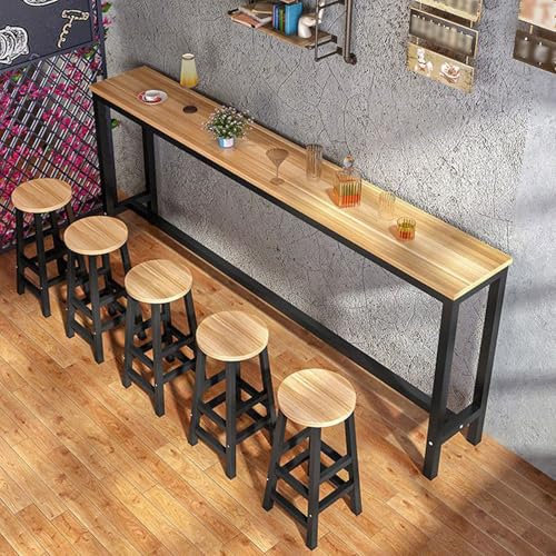 Moderner industrieller Bartisch, Thekenhöhe, Esstisch, Bistrotisch mit hohem Kneipentisch-Design, 100 x 40 x 100 cm, helles Walnussholz + schwarzer Rahmen, schmaler Küchen-Esstisch für Cocktailpartys