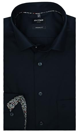 OLYMP Luxor Modern Fit Herren Businesshemd | Kobalt | Global Kent Kragen Gr. 41