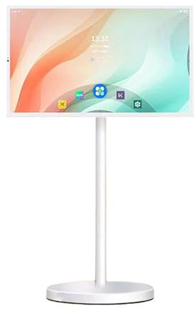 FXNFXLA Televisor Inteligente portátil con Ruedas, Pantalla táctil inalámbrica, Compatible con Tarjeta SIM, batería incorporada de 10000 mAh, Monitor de 27 Pulgadas