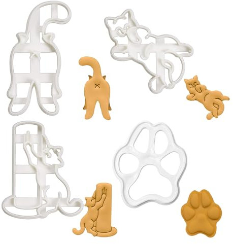 Sxutop Lot de 12 Emporte-pièces Chaton Mignon 3D Coupe-Biscuit en Forme de Chat Moule À Biscuits en Acier Inoxydable Pressables Cookie Cutters pour Décoration de Gâteau Fondant Pâtisserie