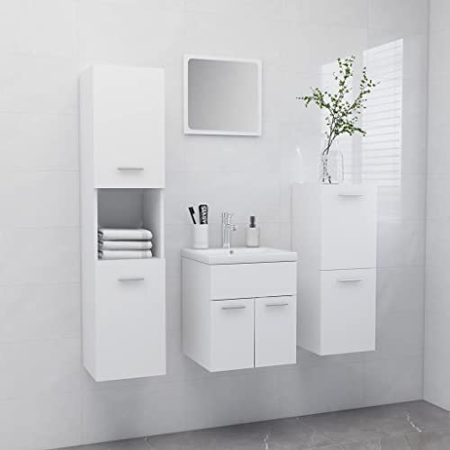 Xichuzi Badmöbel-Set, Waschtisch Set, Badezimmer Möbel, Waschbecken-Set, Badezimmerschrank-Set, Weiß Spanplatte