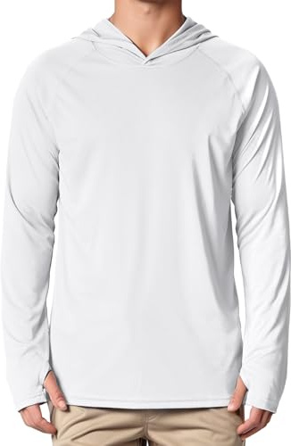 Peakwell Men's UPF 50+ Sun Protection Long Sleeve Hoodie Summer UV T-Shirts | UPF 50+, UV Protection, Lightweight, Quick Dry, Moisture Wicking, for Outdoor, Hiking, Running, Walking, Fishing, Camping
