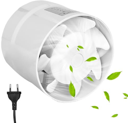 WIYETY Kanal Rohrventilator 100mm Abluftventilator Rohrlüfter, Kanalventilator Badlüfter mit Kabel mit Schalterknopf, Rauchabzug Ventilator, Badlüfter Rohrlüfter für Haus, Küche, WC, Dachböden