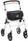 HOMCOM Folding Upright Rollator Walker with Lightweight Walking Frame, Storage Bag, Tray, Dual Brakes, Adjustable Handle Height, Mobility Aid Rolling 4 Wheeled Walker for Seniors, White