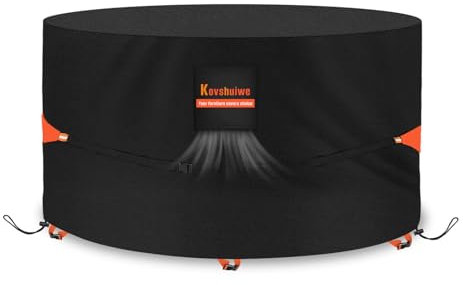 Kovshuiwe Rund Abdeckung für Gartenmöbel,Runde Sitzgarnituren,Abdeckplane für Gartenmöbel Rund,Wasserdicht,Winddicht,UV-beständig 420D Oxford Gewebe Schutzhülle für Gartentisch,Ø250x104cm