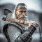 Viking Axe High Carbon Steel Sharp Blade Hand Forged Hunting Camping Axes, Ashwood Handle, Vikings Bearded Outdoor Ax, Hatchet Tomahawk Gift, Wood Splitting Axe, Xmas Birthday Gift with Leather Sheath