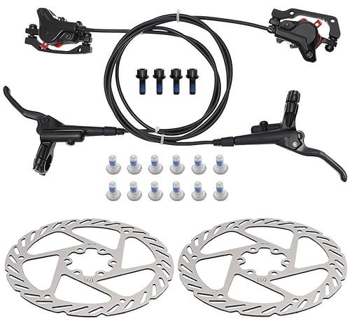 TRKIMAL Fahrrad Hydraulische Scheibenbremse Set, Fahrrad Scheibenbremse 160mm vorne 800mm hinten 1400mm MTB Hydraulische Bremse Set Aluminium Legierung Ölbremse für Universal MTB