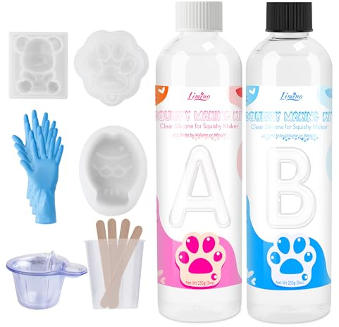 Silicone liquido trasparente per Taba Squishy – 500 g rapporto 1:1 misto gomma siliconica super morbida per realizzare squishy, perfetto kit fai da te antistress per creare prodotti da Squishy