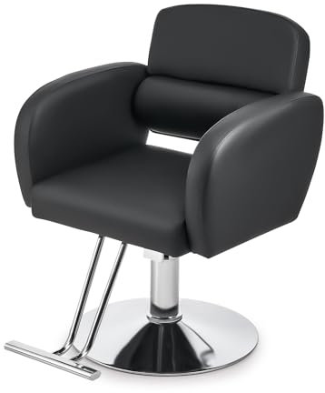 CO-Z Friseurstuhl Schwarz, Klassische Friseurstühle mit 360°Drehbar, 15cm Höhenverstellbar, Hydraulischer Barberstuhl mit Gewichtetem Stahlsockel, 250kg für Schönheitssalons und Friseursalons
