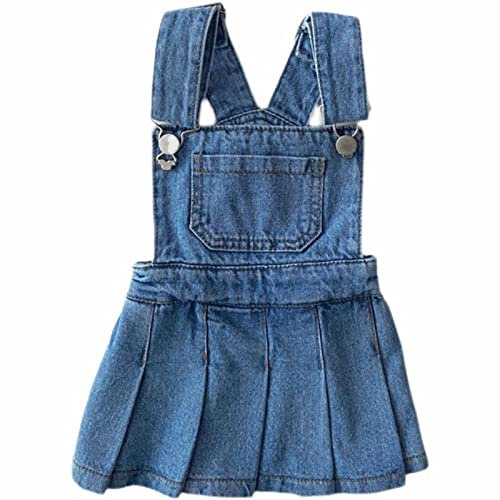 Abito da bambina in denim con cinturino largo increspature bottoni plissettati abiti generali vestiti per bambini ragazze estate all'aperto streetwear jeans gonne allentate leggere corte senza maniche
