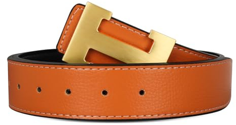 Aurolran Ledergürtel für Herren und Damen, Business-Stil, automatische Schnalle, Gürtelfarbe: Schwarz, Silber, Gold