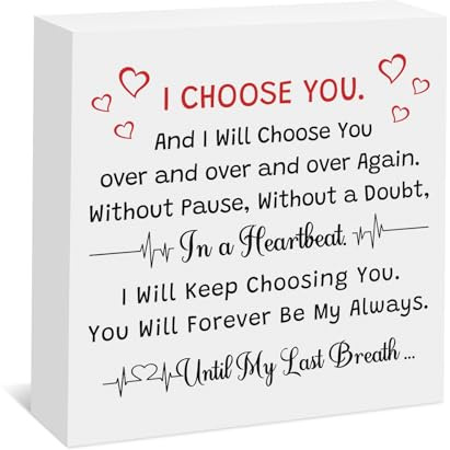 Romantic Gifts for Her Him Anniversary Wooden Box Sign Decor I Love You Gifts for Wife Husband Boyfriend Girlfriend Wooden Plaque Valentines Wedding Day Christmas Engagement Gift for Couples