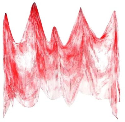 Halloween Deko Stoff, 215 x 152 cm Halloween Gruseliges Tuch Dekorationen | Gruseliges Käsetuch, Blutrotes gruselige Tuch, Gruselige Gaze, für Halloweens Party Dekoration, Innen, Außen, Türen, Fenste