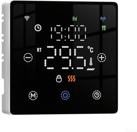 WiFi Smart Thermostat, With Digital Display, Programmable Heating Control For Tuya App Remote Access, For Alexa, For Home Use, White(black)