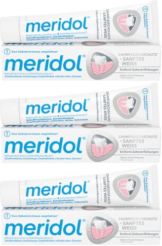 meridol Zahnpasta Sanftes Weiss 75 ml - antibakterieller Effekt, Zahncreme schützt vor Zahnfleischentzündungen, für natürlich weiße Zähne (Packung mit 3)